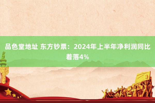 品色堂地址 东方钞票：2024年上半年净利润同比着落4%