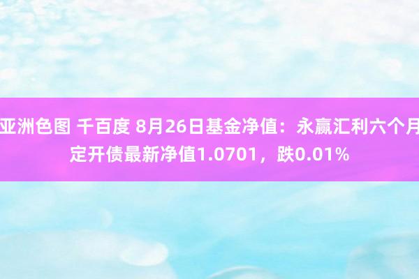 亚洲色图 千百度 8月26日基金净值：永赢汇利六个月定开债最新净值1.0701，跌0.01%