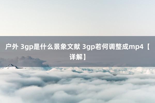 户外 3gp是什么景象文献 3gp若何调整成mp4【详解】